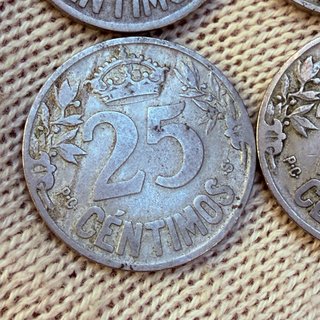 Lote 4 Monedas 25 Céntimos 1925 Alfonso XIII