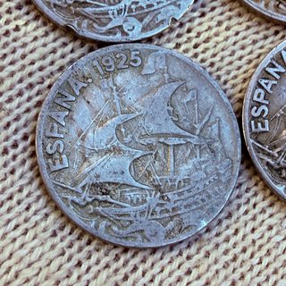 Lote 4 Monedas 25 Céntimos 1925 Alfonso XIII