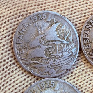 Lote 4 Monedas 25 Céntimos 1925 Alfonso XIII