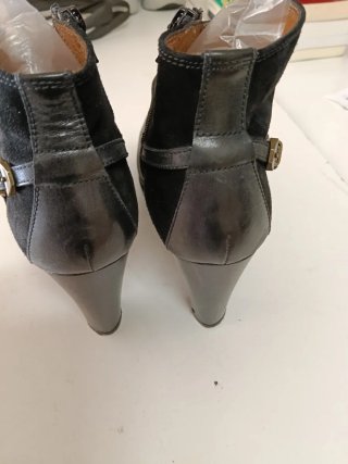 Botines piel mujer negros/plateados
