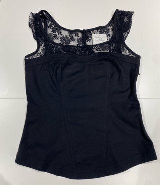 Camisa negra encaje ajustada elástica Berskha T. L