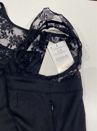 Camisa negra encaje ajustada elástica Berskha T. L