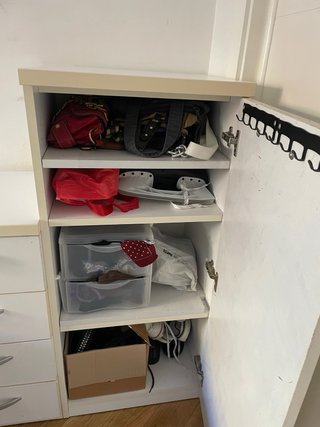 Zapatero y Cajonera Beige y Blanco