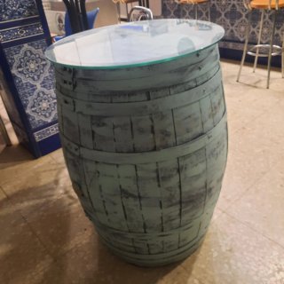 Mesa Bocoy Bodega Antigua con Cristal