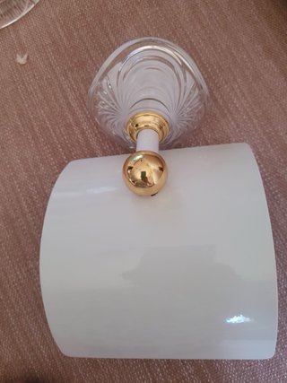 Juego de baño cristal y metal dorado