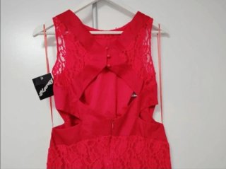 Vestido largo encaje rojo invitada Talla S