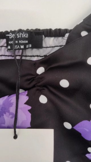 Vestido floral negro y morado talla M