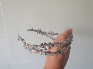 Tiara Novia Flores Cristal Plata Rosa