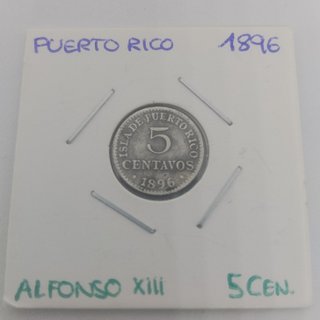 MONEDA PUERTO RICO 5 CENTAVOS 1896