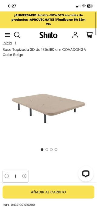 Base Tapizada Shiito 135x190 cm Beige