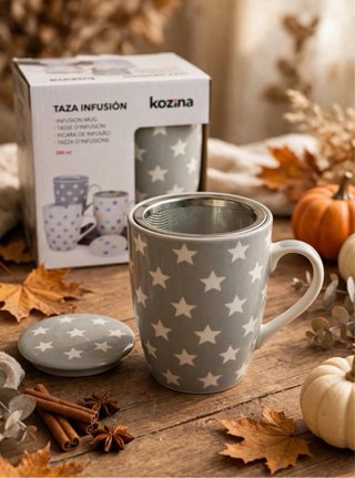 Taza Infusión 300ml con Filtro y Tapa