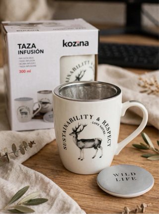 Taza Infusión 300ml con Filtro y Tapa