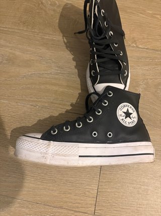 Zapatillas Converse Piel Negra Plataforma