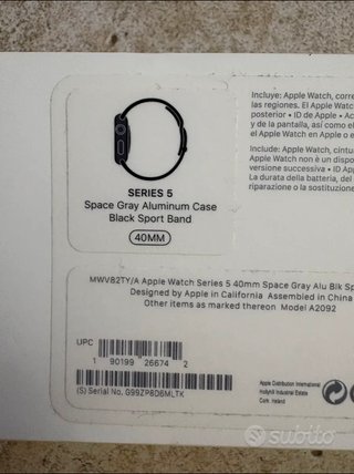 Apple Watch Serie 5 Nero