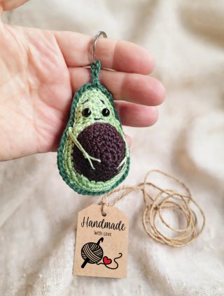 Portachiavi Avocado Amigurumi Fatto a Mano