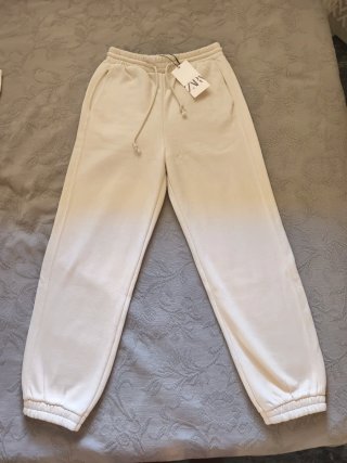 Pantalón Zara Algodón Talla S beige clarito
