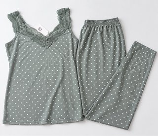 Pijama mujer corazón verde