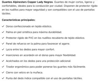 Guantes Alpinestars Mujer