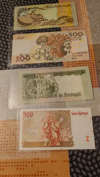 4 Billetes Portugueses Escudos