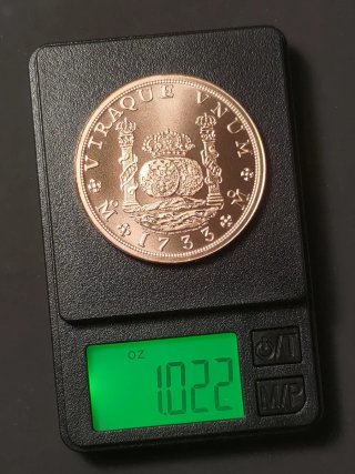 Moneda 8 Reales Cobre puro. 1 Onza.
