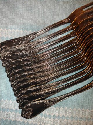Set 12 forchette vintage argento 726g