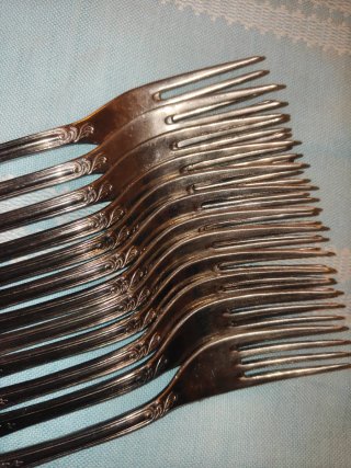 Set 12 forchette vintage argento 726g