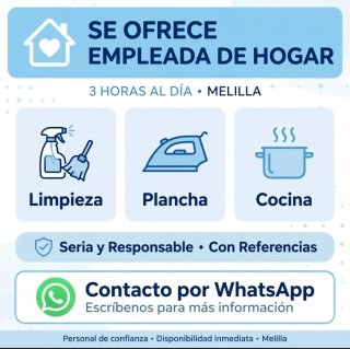 Hola chicas busco trabajo 3 horas al días.