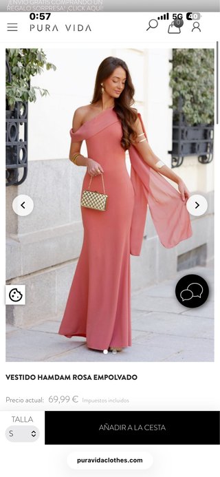 Vestido Pura Vida Coral Talla S, usado una noche
