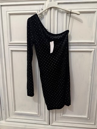 Vestito Mango Monospalla Velluto Strass