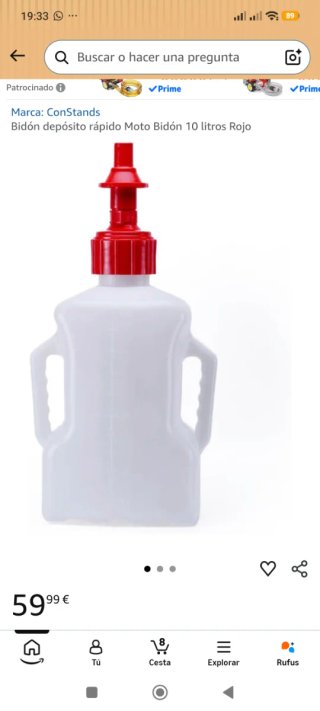 2Garrafa gasolina moto 10L y otra de 5 litros