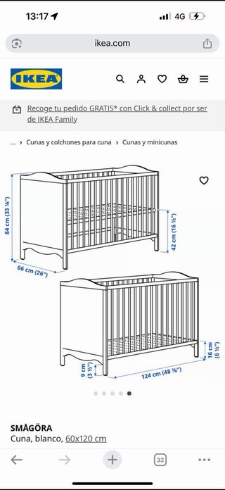 Cuna de bebé blanca con estampado floral