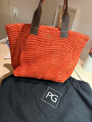 Bolso de rafia naranja Purificación Garcia