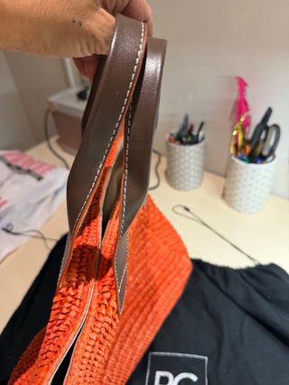 Bolso de rafia naranja Purificación Garcia
