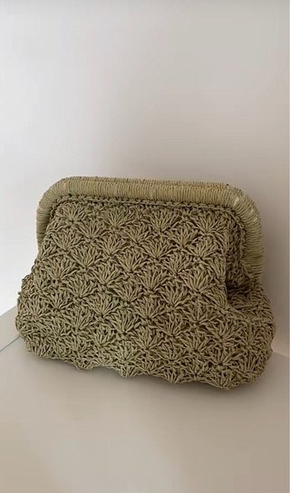 Bolso Clutch Verde Oliva Tejido