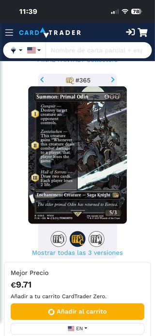 Carta Magic Summon: Primal Odin #365