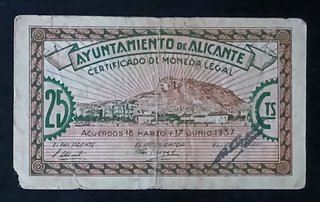 Billete de 25 Céntimos 1937 (Ayto de Alicante)