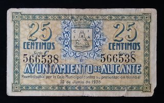 Billete de 25 Céntimos 1937 (Ayto de Alicante)