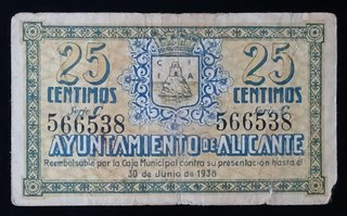 Billete de 25 Céntimos 1937 (Ayto de Alicante)