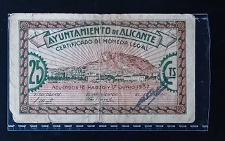 Billete de 25 Céntimos 1937 (Ayto de Alicante)