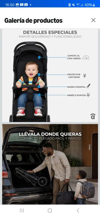 Silla de paseo plegable con una mano.