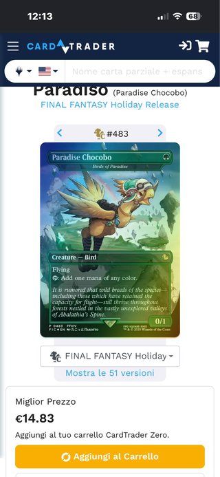 Carta Magic Paradise Chocobo FFXIV