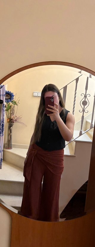 Pantalón palazzo marrón teja Zara NUEVO con etique