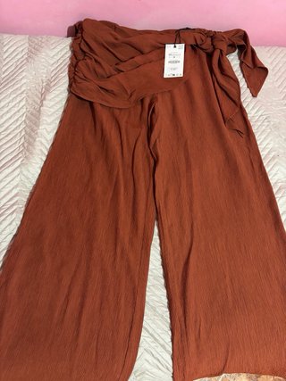 Pantalón palazzo marrón teja Zara NUEVO con etique
