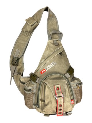 Bandolera Diesel Tactica Y2K Lona Caqui Mochila