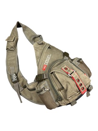 Bandolera Diesel Tactica Y2K Lona Caqui Mochila