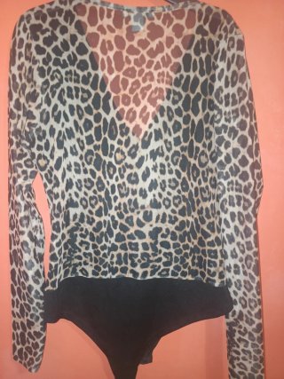 Body AMISU leopardo manga larga transparente M