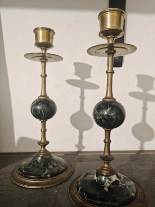 Coppia Candelabri Ottone e Marmo, Napoleone III