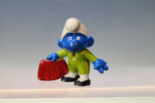 Figura PVC: Pitufo torero traje verde. Los Pitufos. Bootleg.