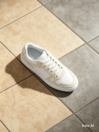 Zapatillas Mujer Talla 38 Beige/Blanco