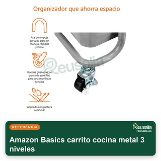 Amazon Basics carrito cocina metal 3 niveles